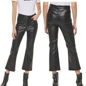 NWT DKNY Everyday Essential Kick Flare Black Faux Leather Pants size 6